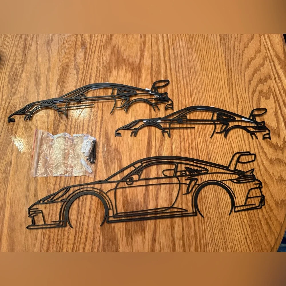 3 Metal Black Car Silhouettes Wall Decor